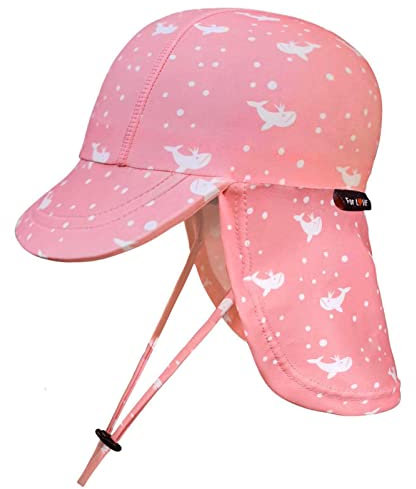 weVSwe Baby Bademütze UPF 50+ Kleinkind Sonnenhut wasserdichte Badekappe Schnell Trocknend Verstellbare Kinnriemen Rosa Wal 0–6 Monate