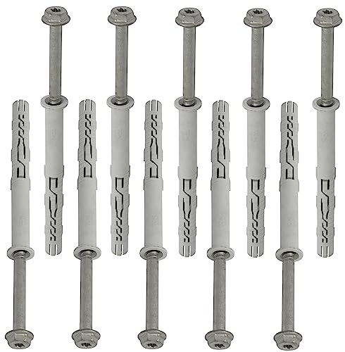 AERZETIX - C67148 - Juego de 10 tacos de plástico Ø12x120mm con brida + 10 tornillos Ø8x130mm autorroscantes con brida de cabeza hexagonal huella estrella TX40 - hormigón ladrillo fijación