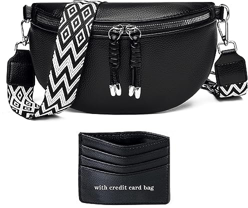 YISUOHOOM riñonera Mujer Negra Cuero Bolso Bandolera Bolsa Mujer Moda Bolso movil con Ranura para Tarjeta de crédito
