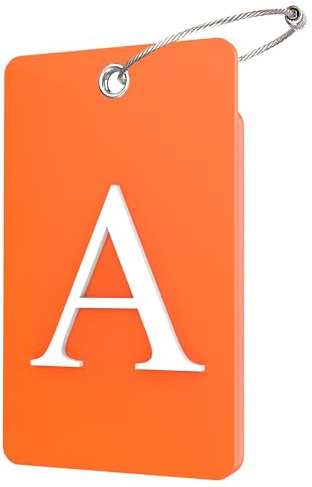 Gostwo 2 Pack Luggage Tags for Suitcases, 26 Initial Letter Travel Luggage Baggage Identification Labels ID Tag Fully Bendable Tags with Stainless Steel Loop (Orange) (Letter A)