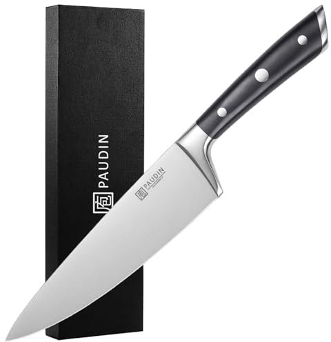 PAUDIN Kochmesser 20 cm Chefmesser profi Küchenmesser aus Deutscher Hochgekohlter Edelstahl scharfer superhart langlebig Ergonomischer Griff