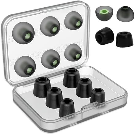 6 Pares Almohadillas Auriculares Reemplazo (3 de Silicona + 3 de Espuma con Memoria), Puntas de Almohadilla de Silicona, Adecuadas para Auriculares de 5-6mm, Disponibles en Tamaños S/M/L
