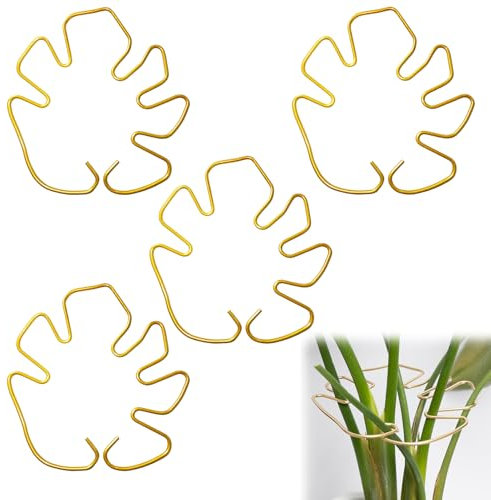 Lot de 4 supports de plantes réutilisables pour plantes grimpantes Monstera, hortensias, roses, tomates (doré, grand)