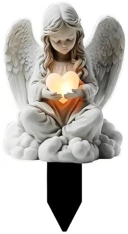 Decorazione per tomba, resistente alle intemperie, resistente alle intemperie, a forma di angelo solare, impermeabile, adatto per decorazione di cimitero e vasi di fiori, come regalo per battesimo (B)
