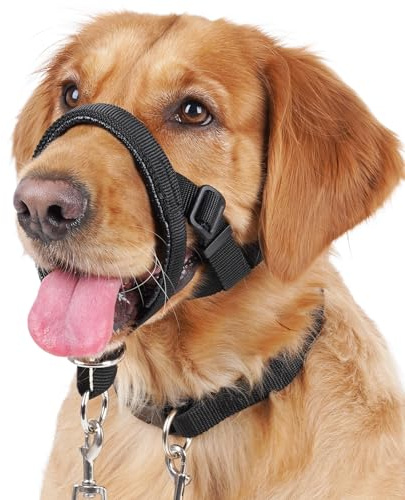 BARKLESS Dog Training Head Collar for Pulling, No Pull Head Halter with Adjustable Safety Strap, Anti-Pull Soft Padded Muzzle Leash for Walking Training Leash Reactive Medium Dogs