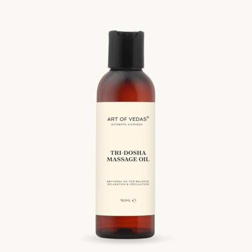 Art of Vedas Aceite Masaje Tridosha 150ml | Aceite Corporal Ayurvédico para Automasaje Abhyanga | Para Todos los Tipos de Dosha | Vegano