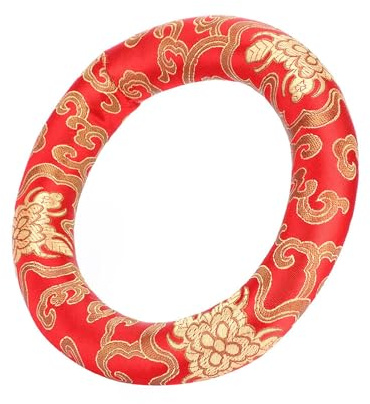 YDuupxe Cojín para Cuenco Tibetano, Almohada de Anillo de Brocado de Seda para Cuencos Tibetanos de 7 a 10 Pulgadas, Mejora la Calidad del Sonido y la Estabilidad para la Práctica de Meditación (rojo)