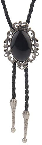 COOLLA Bolo Tie - Gargantilla de piel con colgante vintage turquesa para mujeres y hombres, Metal