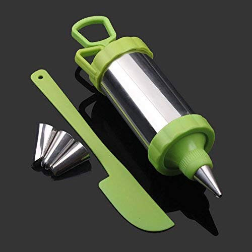 DIVISTAR 5pcs/Set Stainless Steel Cake Decoration Nozzles Pastry Icing Piping Syringe Gun