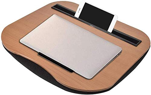 Lap Desk with Cushion for Tablet, Large Laptop Stand with Pillow, Wood Platform Ideal on Bed, Sofa, with Anti-Slip Strips & Carry Handle