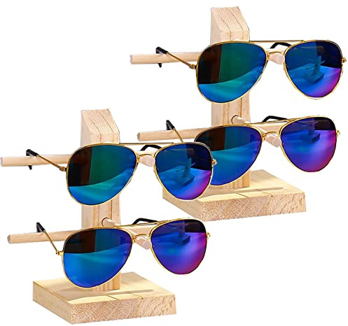 YouYuer 2PCS Soporte para Gafas,Soporte para Gafas de Madera,Organizador De Gafas Soporte Para Gafas Multicapa Adecuado para Presentar Gafas de sol y También para Guardar Gafas(3 Capas)