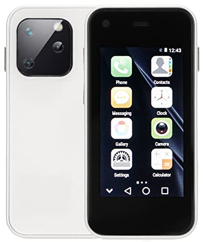 3G Mini Smartphone, 2,5-tums HD-pekskärm Dual SIM Mobiltelefon 1GB RAM 8GB ROM Ultratunn WiFi GPS Bluetooth-ficka Mobiltelefon 2MP + 5MP Bakre Kamera(pärlvit)