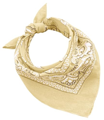JOPHY & CO. 100% algodón BANDANA SET 3/5/10 para Mujeres Hombres Niños Unisex Único y/o Paisley Pattern COD. A644 (Paisley, Beige, Set 1 pz)
