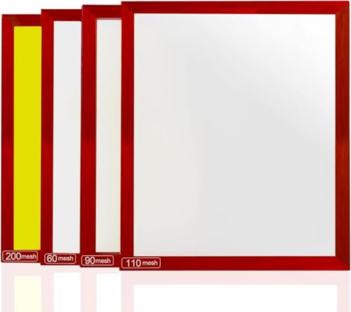 Aomxay 25 * 36”Dry sift Screen Set，4-Piece Set, mesh Size 60, 90, 110, 200 (Micron Equivalent 250, 165, 149, 75)，4 Trimming Trays with Screen,Pre-Stretched Aluminum Silk Screen Printing Frames