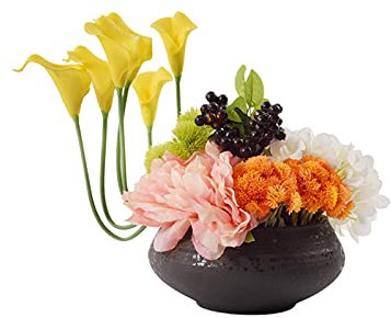 SNHHNSW Künstliche Blumen, künstliche Seidenblumen, Kunstblumensträuße mit Vase, künstlicher Bonsai für Grünpflanzen im Innenbereich, Tischdekoration für Hochzeiten