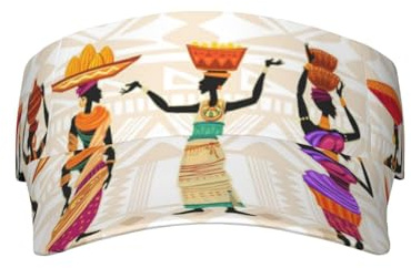 Salelf Beautiful Black African Woman in Ethnic Dress Visor Hats for Women Tennis Golf Sun Hat for Adult Unisex Adjustable Summer Outdoor Sports Running Cap
