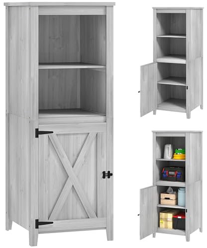 Outsunny caseta de jardín de madera, caseta de herramientas resistente a la intemperie 60x60x160cm, caseta de herramientas con puerta, estantes regulables en altura, caseta de herramientas con