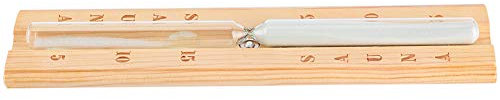 Sauna en bois - Verre de sable - Compte à rebours - Accessoire de salle de bain - Minuterie de 15 minutes avec graduations de 5 et 10 minutes - Bois et verre - 30 x 6,5 x 3,5 cm