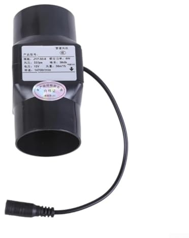 FACULX Ventilateur extracteur d'air en ligne 12 V 6 W, 50 mm de diamètre, faible bruit, pour salle de bain, cuisine (noir)