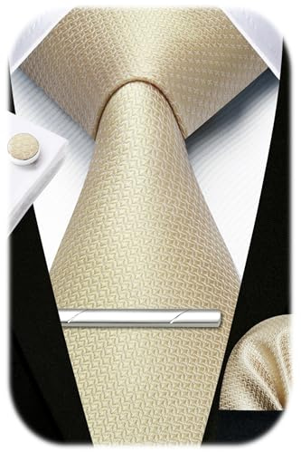 HISDERN hommes Plaid cravate et pochette ensemble mouchoir bouton de manchette pince à cravate ensemble formel fête de mariage cadeaux cravate pour hommes