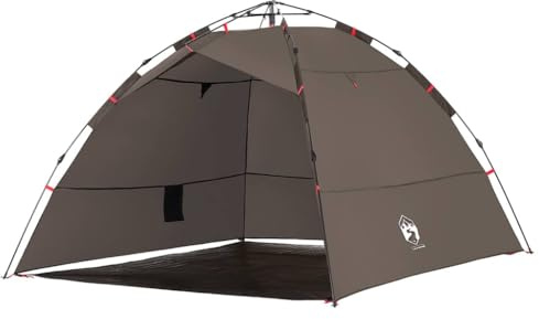 Generic Fisketält 4 Personer, Hopfällbart Campingtält, Snabbställbart Tält, Automatiskt Kupoltält för Camping, Utomhusvandring, Kamouflagemönster, Snabbkoppling (Brun)