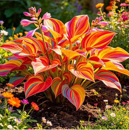Hosta a Foglia Larga – Perenne tollerante all'ombra – Ideale per piantumazioni naturalistiche su balconi e terrazze-4 root-B