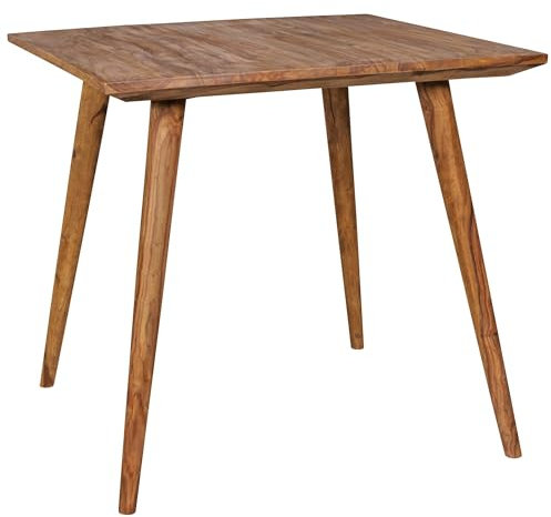 Wohnling Esszimmertisch REPA 80 x 80 x 76 cm Sheesham rustikal Massiv-Holz, Design Landhaus Esstisch, Tisch für Esszimmer quadratisch, 4 Personen
