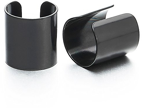 2 Piezas Negro Clip de Oreja Cuff, Clip-on Pendientes del Aro, para Hombres Mujer, Acero Inoxidable