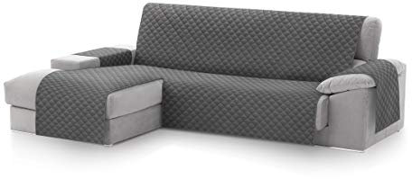 Textilhome Sofa Überzug MALU, Sofaüberwurf L Form Links, Sofaschutz Größe 240 cm, Couch Überzug Gepolstert, Sofaschoner SofaÜberwurf Schutzdecke, Universell, Haustierfreundlich, Grau