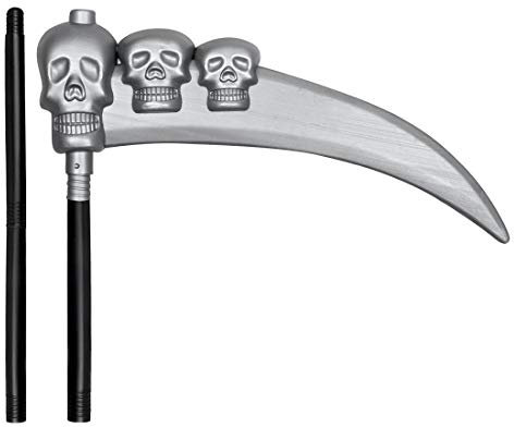 NET TOYS Terrifiante Faux pour Squelette - Argenté-Noir 103cm - Effrayant Accessoire de Costume Faucille de la Mort démontable - Convient Parfaitement pour Horror Party & Halloween