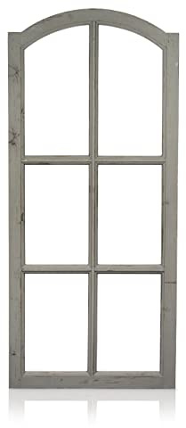 Blümelhuber Decoración vintage para ventana de establo, estilo rústico, decoración vintage, ventana con medio arco de madera sin discos, decoración de pared de madera