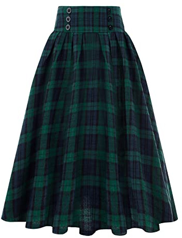 QinMMSPORTS Kilt Ecossais pour Femme Grande Taille été Casual Traditionnel Plissée Mode Pantalon Cargo Personnalité Plaids Lâche Jupe Robe
