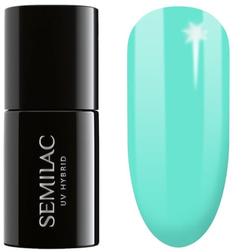 SEMILAC 439 Strong Turquoise Nail UV Gel Polish | Long Lasting and Easy to Apply | Soak off UV/Led | Perfect for Home and Professional Manicure and Pedicure 7 ml
