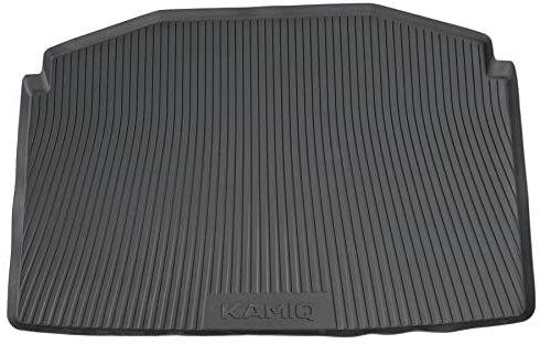 Skoda 658061160 Kofferraumbelag Schutzmatte Kofferraumeinlage Kofferraummatte, mit Kamiq Schriftzug, Schwarz