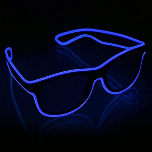 SOOOEC Occhiali LED luminosi senza fili con modalità lampeggiante Glow in Dark Party per Rave, Halloween, Natale, discoteca, concerti, EDM (blu)