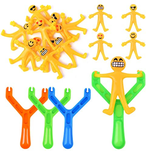 Ainiv Jouet de Fronde, Jouet De Doigt pour Catapult, 3 Lance-Pierres et 12 Jouets Petites Personnes Silicone, Nouveauté Extensible Drôle Jouets de Décompression pour Enfants Cadeau, Farce, Faveur Fête