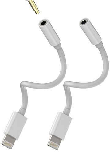 Adaptador de conector para iPhone certificado MFI para Apple MFI(juego de 2) Lightning auriculares de 3,5 mm Accesorio de cable para 14 13 12 11 Pro Max 8 Plus X para iPad Air audio auxiliar automóvil