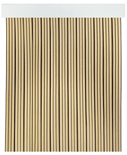Acomoda Textil - Cortina Interior o Exterior PVC para Terraza, Jardín, Patio y Balcón. Panel con Barra de Aluminio Antimoscas e Insectos Fácil Instalación. (Beige/Marrón, 90x210 cm)