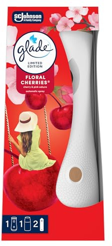 Glade Automatic Air Freshener Holder & Refill, Room Spray & Odour Eliminator for Home, Frosted Floral Cherries, Starter Kit (1 Holder + 269ml Refill)