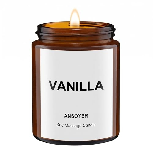 ANSOYER Bougie d'huile de massage - Bougie de lotion corporelle de luxe - Hydratante et nourrissante pour SPA à domicile (Vanille)