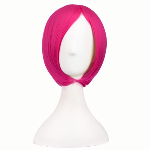 MapofBeauty 12 Pulgada/30 cm Monochrom Side Flequillo Corto Lacio Pelucas Alta-temperatura Fibras de Cosplay Pelucas (Caliente Polvo)