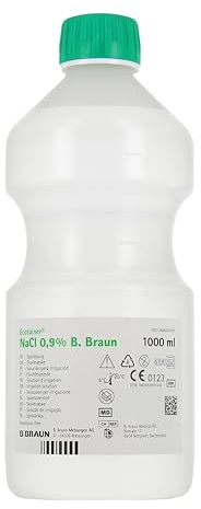 B. Braun – NaCl 0,9% – 1 Liter – Isotonisk Saltlösning – Steril Saline Solution för Näsa och Sår – Koksaltlösning för Vuxna och Barn