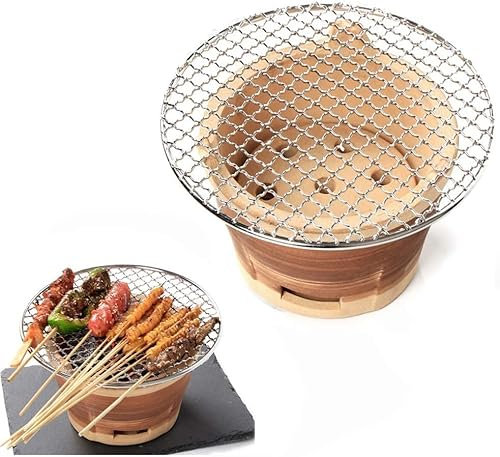 PNAJFUEL Barbecue da Esterno in Terracotta -Colo Barbecue Girarrosto in Ceramica per Campeggio Enic/Brown/L