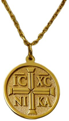 WORLD WIDE GEMS Colgante de plata de ley 925 de lujo de 22 mm, sin cadena, cruz Ic Xc Nika - griego ortodoxo, dije religioso, joyería cristiana hecha a mano, chapado en oro | WW_OPC_01699