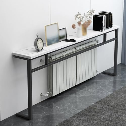 QSNYJPL Tablette de Radiateur, Etagère Radiateur Décorative en Panneaux de Particules de Bois Massif, Supportant Jusqu'à 30 Kg Grâce à sa Structure Tubulaire en Acier Galvanisé(Black,80cm/31.5in)