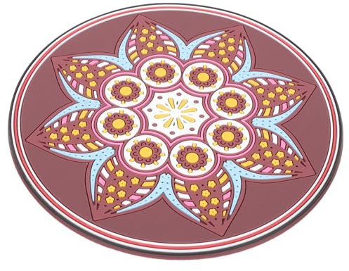 Zerodeko Cojín para Cuenco Sonoro de Meditación, Protector Portátil PVC, Estampado Flor, Almohadilla Redondeada, Accesorios Meditacion