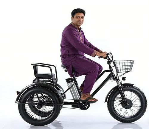 Triciclo elettrico aggiornato 2026 per adulti Motore brushless Ebike a 3 ruote E-Trike 48V12AH/15.6AH Batteria al litio rimovibile Autonomia massima 75/90KM Triciclo elettrico