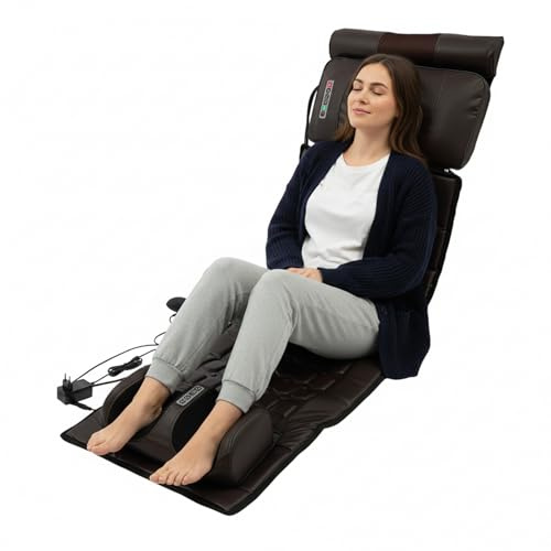 czyuRachel Tappetino massaggiante per tutto il corpo con funzione di calore a 3 livelli, tappetino massaggiante Shiatsu con 9 livelli di intensità e modalità di massaggio, incluso airbag lombare