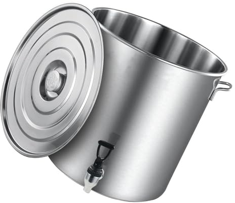 Genérico Olla Comercial de Acero Inoxidable con Grifo y Tapa - Cubo Resistente para sopas, Ideal para almacenar Agua y arroz fácilmente, restaurantes y Servicios de Catering (35x35cm) (30x30