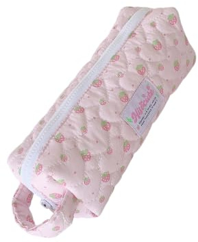 Xinsheinelry Étui de rangement rectangulaire pour stylos, pochette à matelassée douce avec de fraise, boucle latérale, fermeture éclair, accès pour bureau, configuration d ' étude, pochette à à